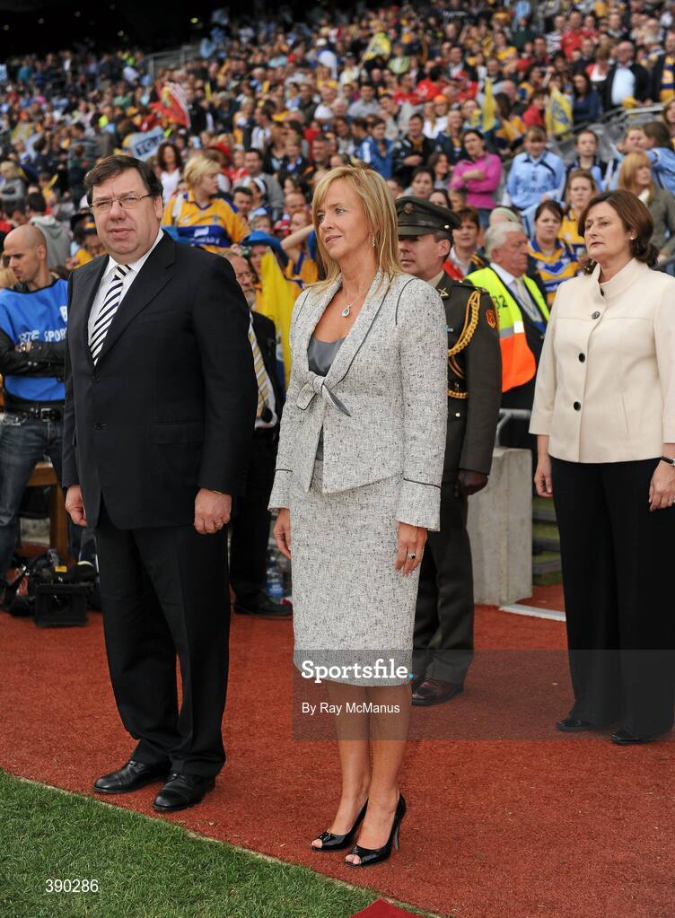 27 September 2009; An Taoiseach Brian Cowen, TD, arrvies accompanied by Helen O'Rourke, Chief Executive, Cumann Peil Gael na mBan. TG4 All-Ireland Ladies Football Senior Championship Final, Cork v Dublin, Croke Park, Dublin. Picture credit: Ray McManus / SPORTSFILE