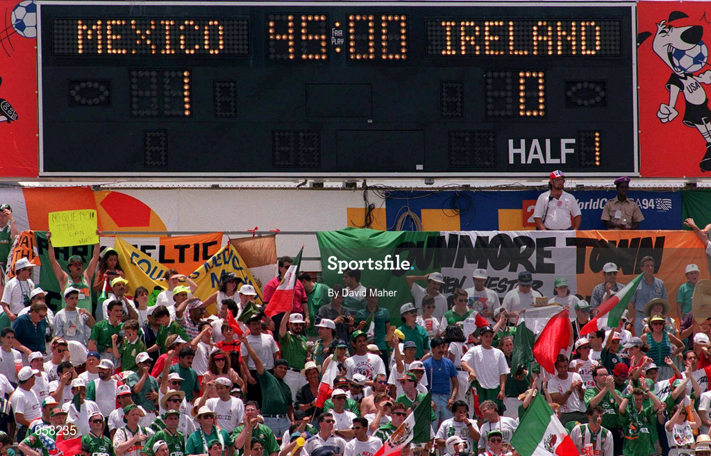 24 June 1994; A general view of the scoreboard at half-time during the FIFA World Cup 1994 Group E match between Mexico and Republic of Ireland at the Citrus Bowl in Orlando, Florida, USA. Photo by David Maher/Sportsfile