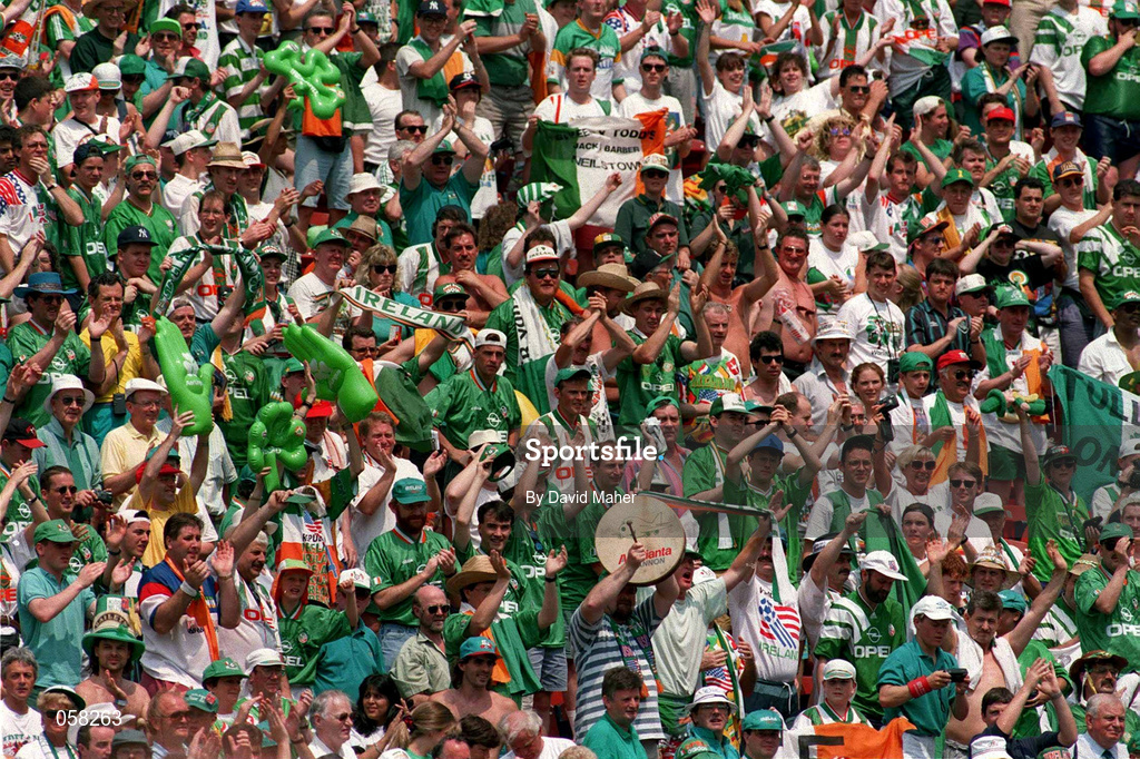 28 June 1994; Republic of Ireland fans during the FIFA World Cup 1994 Group E match between Mexico and Republic of Ireland at the Citrus Bowl in Orlando, Florida, USA. Photo by David Maher/Sportsfile