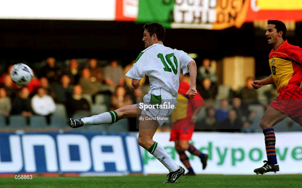 28 March 2001; Robbie Keane of Republic of Ireland during the 2002 FIFA World Cup Qualifier match between Andorra and Republic of Ireland at the Mini Estadi in Barcelona, Spain. Photo by David Maher/Sportsfile