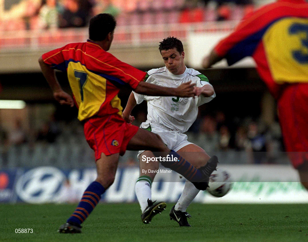 28 March 2001; Ian Harte of Republic of Ireland during the 2002 FIFA World Cup Qualifier match between Andorra and Republic of Ireland at the Mini Estadi in Barcelona, Spain. Photo by David Maher/Sportsfile