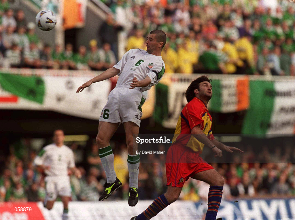 28 March 2001; Roy Keane of Republic of Ireland in action against Justo Ruiz of Andorra during the 2002 FIFA World Cup Qualifier match between Andorra and Republic of Ireland at the Mini Estadi in Barcelona, Spain. Photo by David Maher/Sportsfile