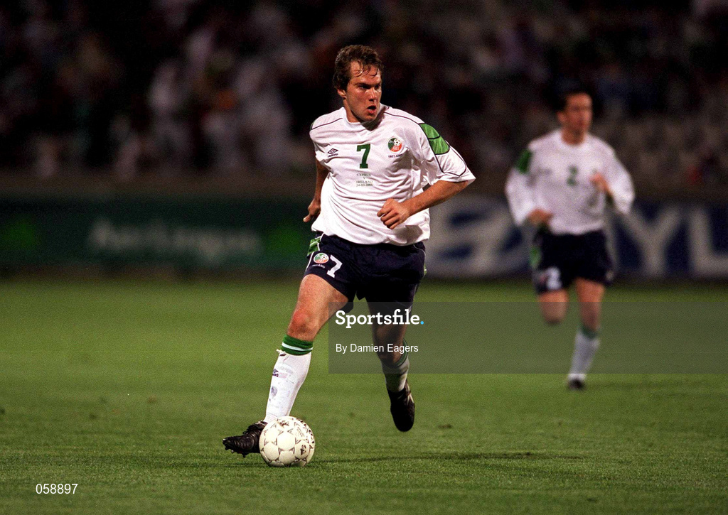 24 March 2001; Jason McAteer of Republic of Ireland during the 2002 FIFA World Cup Qualification Group 2 match between Cyprus and Republic of Ireland at GSP Stadium in Nicosia, Cyprus. Photo by Damien Eagers/Sportsfile