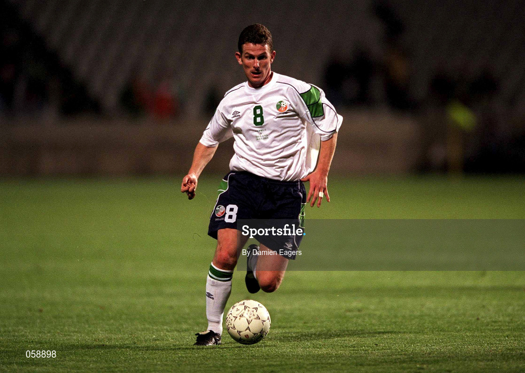 24 March 2001; Mark Kinsella of Republic of Ireland during the 2002 FIFA World Cup Qualification Group 2 match between Cyprus and Republic of Ireland at GSP Stadium in Nicosia, Cyprus. Photo by Damien Eagers/Sportsfile