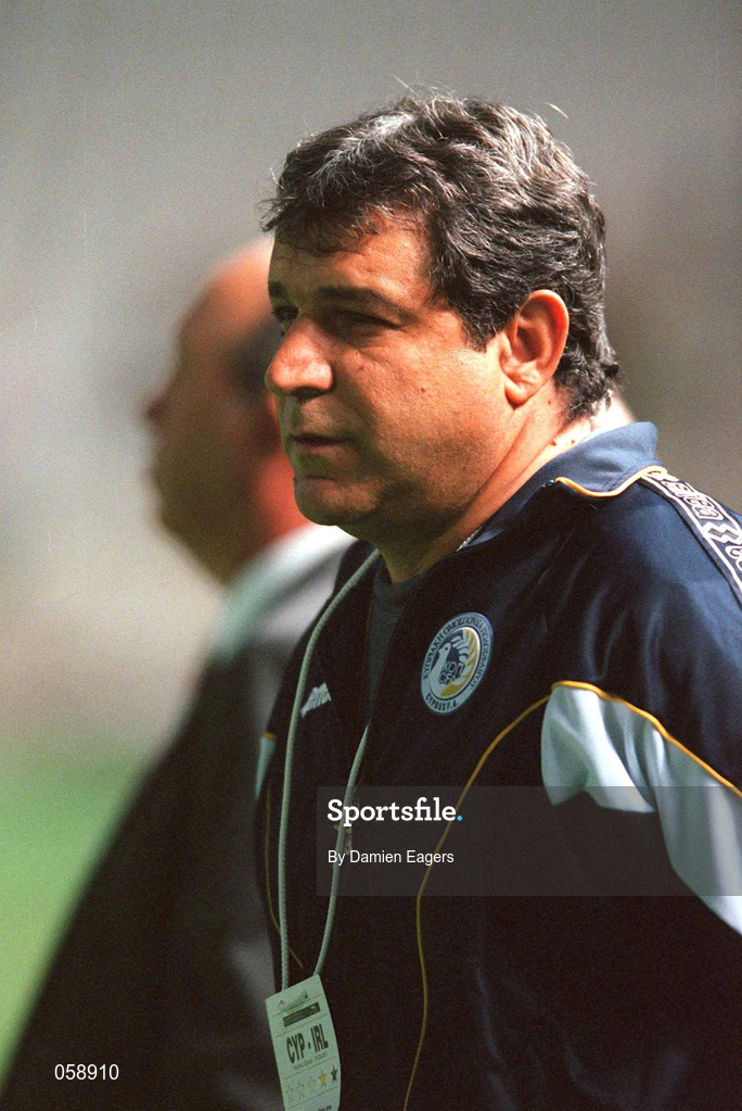 24 March 2001; Cyprus manager Stavros Papadopoulos before the 2002 FIFA World Cup Qualification Group 2 match between Cyprus and Republic of Ireland at GSP Stadium in Nicosia, Cyprus. Photo by Damien Eagers/Sportsfile