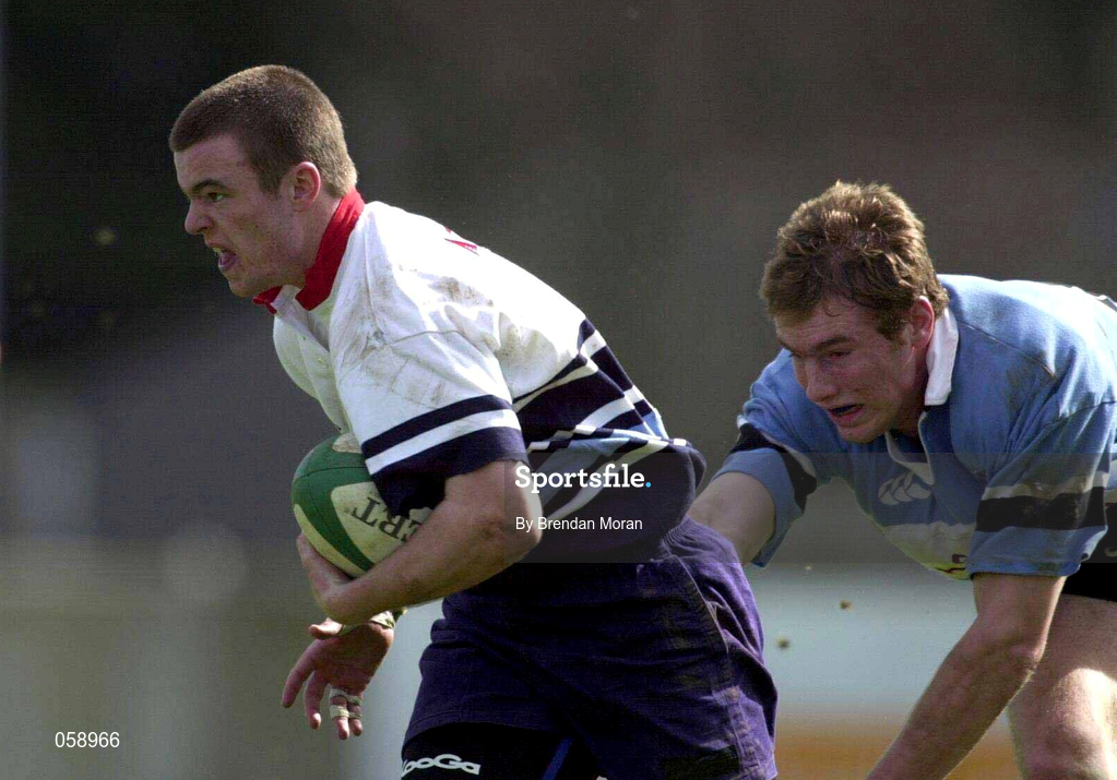 31 March 2001; Maurice Lawlor of Shannon is tackled by Pat Duignan of Galwegians during the AIB All-Ireland League Rugby Division 1 match between Shannon RFC and Galwegians RFC at Thomond Park in Limerick. Photo by Brendan Moran/Sportsfile