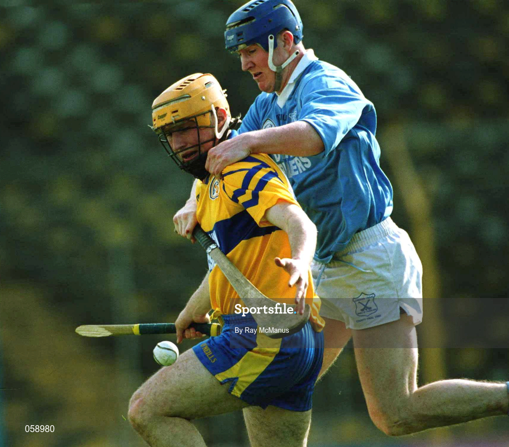 31 March 2001; Robert Conlon of Sixmilebridge is tackled by Paddy O'Dwyer of Graigue Ballycallan during the AIB All-Ireland Senior Club Hurling Championship Semi-Final Replay match between Graigue Ballycallan and Sixmilebridge at Semple Stadium in Thurles, Tipperary. Photo by Ray McManus/Sportsfile