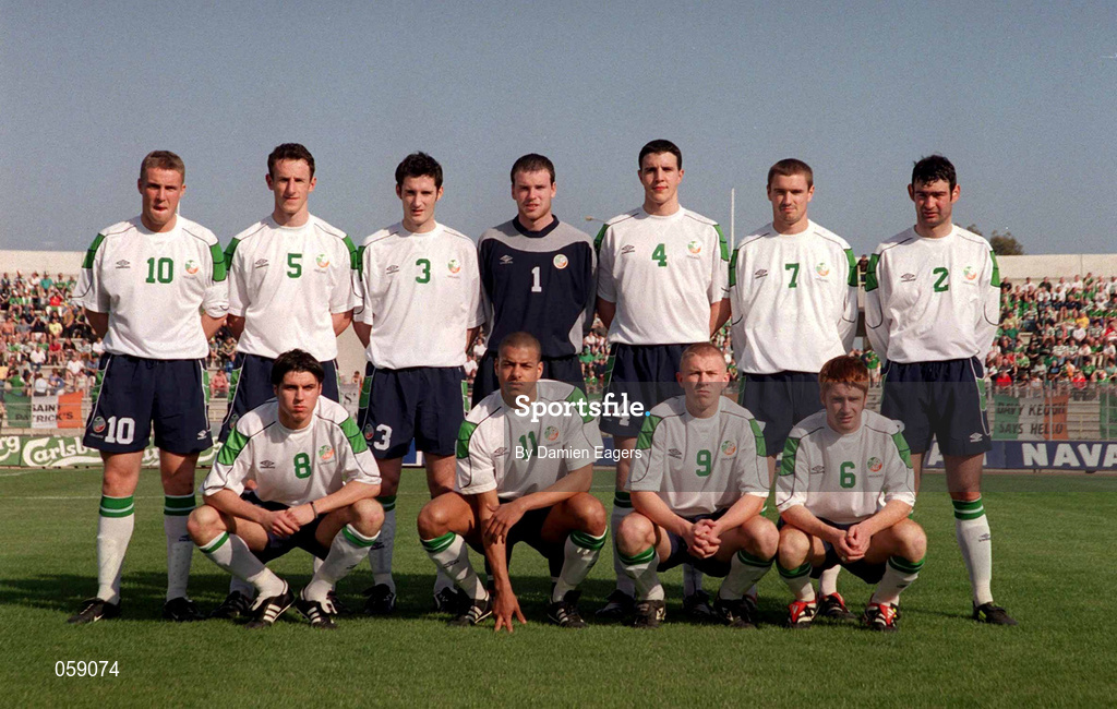 23 March 2001; The Republic of Ireland team before the UEFA European U21 Championship Qualification Group 2 game between Cyprus and Republic of Ireland at the GSZ Stadium in Larnaca, Cyprus. Photo by Damien Eagers/Sportsfile