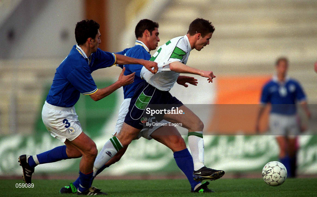 23 March 2001; Shaun Byrne of Republic of Ireland during the UEFA European U21 Championship Qualification Group 2 game between Cyprus and Republic of Ireland at the GSZ Stadium in Larnaca, Cyprus. Photo by Damien Eagers/Sportsfile