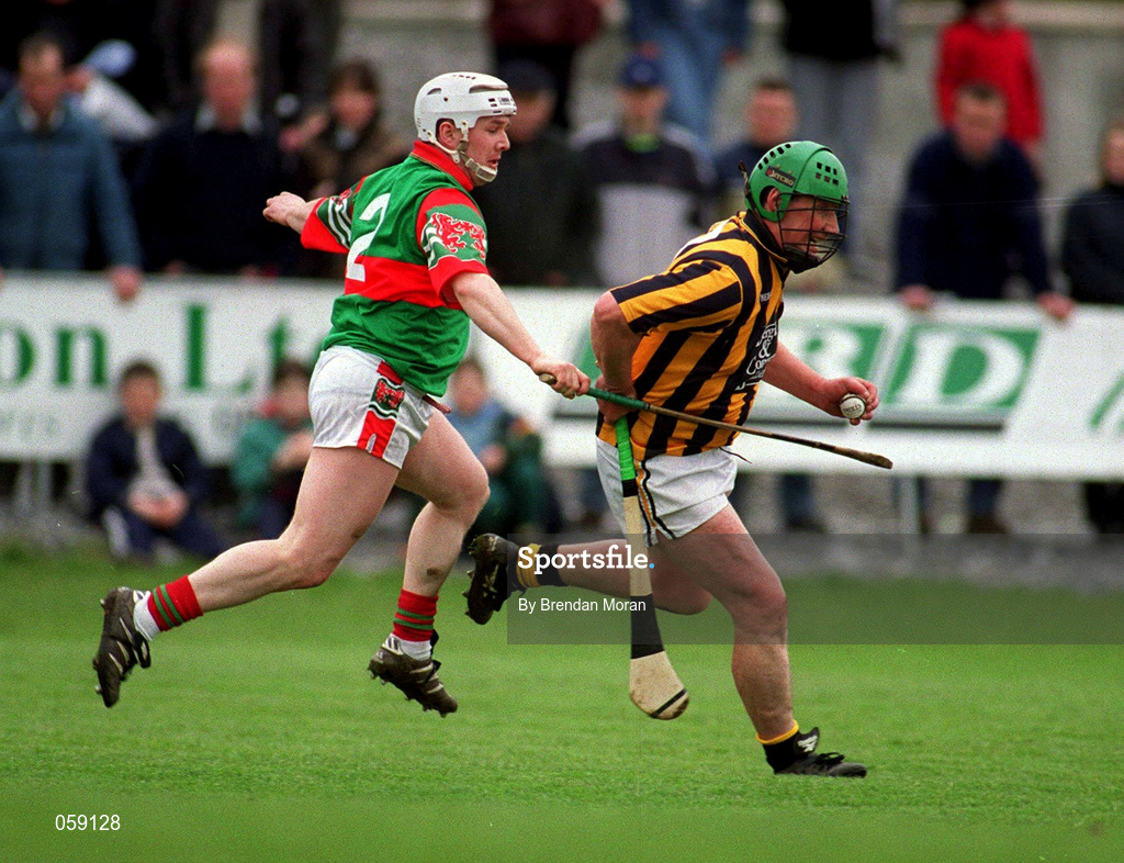 25 March 2001; Ger Connors of Seir Kiernan in action against Gary Cahill of Birr during the Offaly County Senior Hurling Championship Final match between Birr and Seir Kieran at St Brendan's Park in Birr, Offaly. Photo by Brendan Moran/Sportsfile