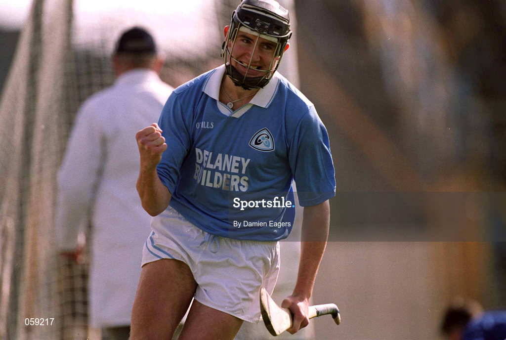31 March 2001; Eddie Brennan of Graigue Ballycallan celebrates after scoring his side's only goal during the AIB All-Ireland Senior Club Hurling Championship Semi-Final Replay match between Graigue Ballycallan and Sixmilebridge at Semple Stadium in Thurles, Tipperary. Photo by Damien Eagers/Sportsfile