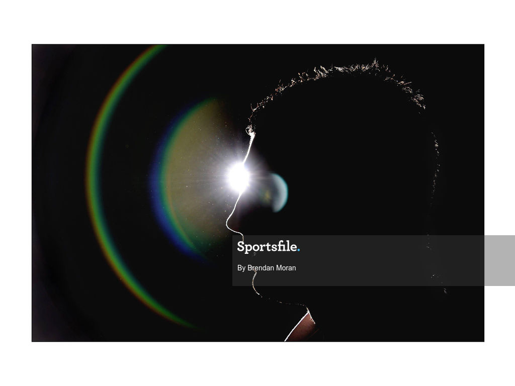 24 February 2009; A spotlight reveals an unusual pattern while lighting full-back Rob Kearney during an Ireland rugby press conference ahead of their RBS Six Nations match against England on Saturday. Fitzpatrick's Castle Hotel, Killiney, Co. Dublin. Picture credit: Brendan Moran / SPORTSFILE