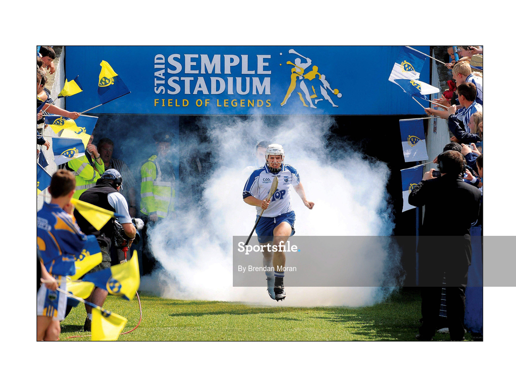 12 July 2009; Waterford captain Stephen Molumphy leads his side out onto the pitch before the game. GAA Hurling Munster Senior Championship Final, Tipperary v Waterford, Semple Stadium, Thurles, Co. Tipperary. Picture credit: Brendan Moran / SPORTSFILE