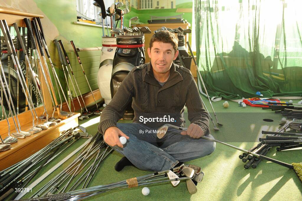 17 December 2009; Padraig Harrington pictured at his home with clubs and equipment which is to be sold in Dundrum Shopping Centre this Saturday to raise funds for GOAL. Rathmichael, Dublin. Picture credit: Pat Murphy / SPORTSFILE