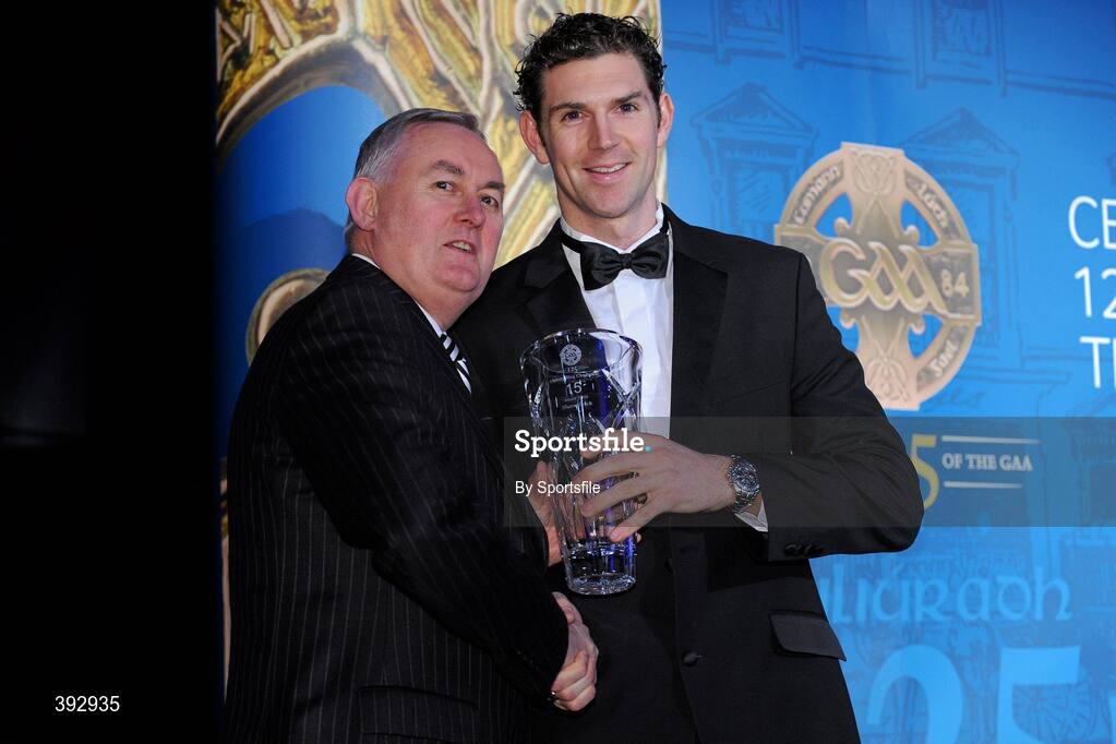 19 December 2009; Shane Brick, Kerry, is presented with his Christy Ring Award by Uachtarán CLG Criostóir Ó Cuana. Christy Ring/Nicky Rackard/Lory Meagher Champion 15 & Rounder All-Star Awards 2009, Croke Park, Dublin. Photo by Sportsfile