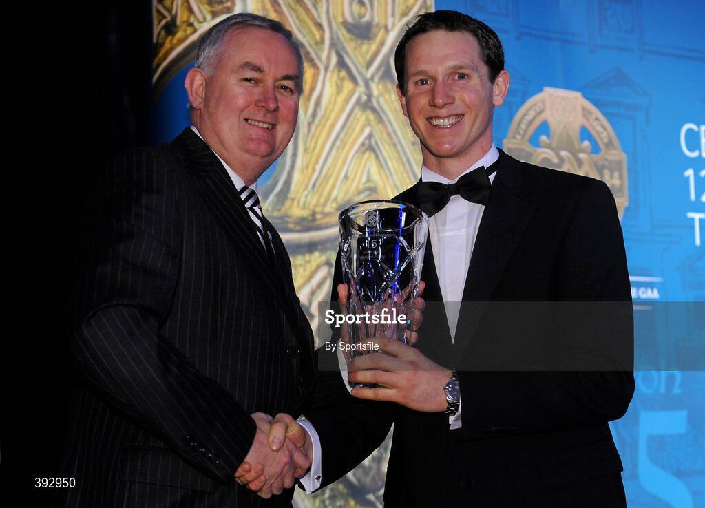 19 December 2009; Michael Foley, Meath, is presented with his Nicky Rackard Award by Uachtarán CLG Criostóir Ó Cuana. Christy Ring/Nicky Rackard/Lory Meagher Champion 15 & Rounder All-Star Awards 2009, Croke Park, Dublin. Photo by Sportsfile