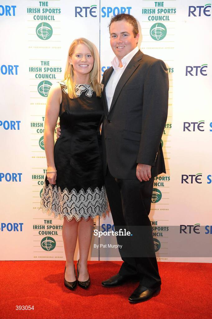 20 December 2009; Golfer Shane Lowry with Deirdre Molloy before the RTÉ Sports Awards. RTÉ Sports Awards 2009 in association with the Irish Sports Council, RTÉ Television, Donnybrook, Dublin 4. Picture credit: Pat Murphy / SPORTSFILE