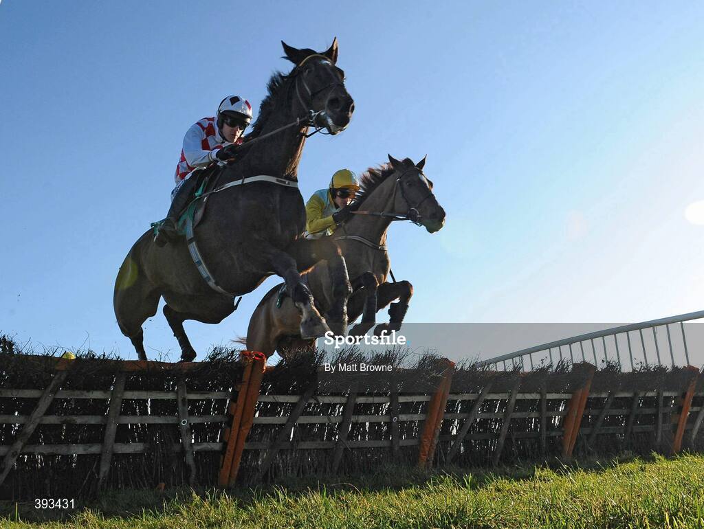 20 December 2009; Next Week, with Andrew McNamara up, left, jumps the fourth alongside Mourad, with Ruby Walsh up, during the Horse and Jockey Hotel Hurdle. Thurles Racecourse, Thurles, Co. Tipperary. Picture credit: Matt Browne / SPORTSFILE
