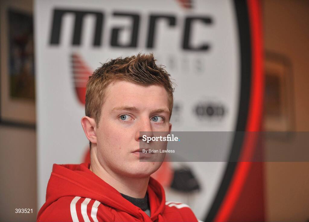 7 January 2010; MARC Sports has just announced the launch of a novel “Scrappage Scheme” for Hurling Helmets, due to be rolled out nationwide over the coming weeks. Details of the scheme were outlined at a press conference in GAA Headquarters, Croke Park, where the company also unveiled current All-Star, Joe Canning as its newest brand ambassador. In addition, MARC Sports' chosen children's charity, Make-A-Wish, Ireland, will receive a donation for every Helmet that is scrapped. At the press conference is Galway hurling star and MARC Sports brand ambassador Joe Canning. Croke Park, Dublin. Picture credit: Brian Lawless / SPORTSFILE