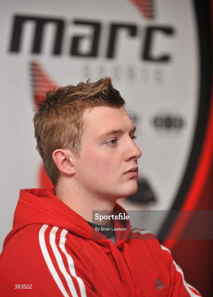 7 January 2010; MARC Sports has just announced the launch of a novel “Scrappage Scheme” for Hurling Helmets, due to be rolled out nationwide over the coming weeks. Details of the scheme were outlined at a press conference in GAA Headquarters, Croke Park, where the company also unveiled current All-Star, Joe Canning as its newest brand ambassador. In addition, MARC Sports' chosen children's charity, Make-A-Wish, Ireland, will receive a donation for every Helmet that is scrapped. At the press conference is Galway hurling star and MARC Sports brand ambassador Joe Canning. Croke Park, Dublin. Picture credit: Brian Lawless / SPORTSFILE