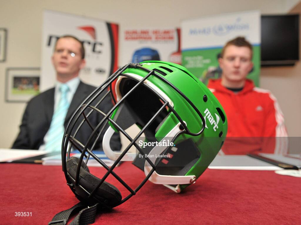 7 January 2010; MARC Sports has just announced the launch of a novel “Scrappage Scheme” for Hurling Helmets, due to be rolled out nationwide over the coming weeks. Details of the scheme were outlined at a press conference in GAA Headquarters, Croke Park, where the company also unveiled current All-Star, Joe Canning as it's newest brand ambassador. In addition, MARC Sports' chosen children's charity, Make-A-Wish, Ireland, will receive a donation for every Helmet that is scrapped. At the press conference is Mark Ganly, founder of MARC Sports, Galway hurling star and MARC Sports ambassador Joe Canning. Croke Park, Dublin. Picture credit: Brian Lawless / SPORTSFILE
