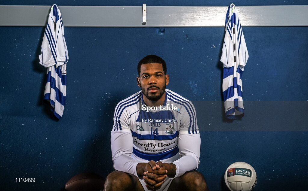 15 February 2016; Ex Miami Dolphin Roberto Wallace is pictured ahead of AIB’s ‘The Toughest Trade’ where the pro athlete will swap American football for Gaelic football. The two-part documentary will air on RTÉ2 in early March in the lead up to the AIB GAA Club Championship Finals on St Patrick’s Day. For exclusive content and to see why AIB are backing Club and County follow us @AIB_GAA and on Facebook at Facebook.com/AIBGAA. Breaffy GAA Club, Castlebar, Mayo. Picture credit: Ramsey Cardy / SPORTSFILE