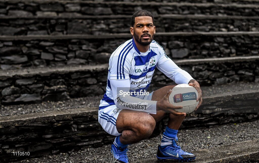 15 February 2016; Ex Miami Dolphin Roberto Wallace is pictured ahead of AIB’s ‘The Toughest Trade’ where the pro athlete will swap American football for Gaelic football. The two-part documentary will air on RTÉ2 in early March in the lead up to the AIB GAA Club Championship Finals on St Patrick’s Day. For exclusive content and to see why AIB are backing Club and County follow us @AIB_GAA and on Facebook at Facebook.com/AIBGAA. Breaffy GAA Club, Castlebar, Mayo. Picture credit: Ramsey Cardy / SPORTSFILE