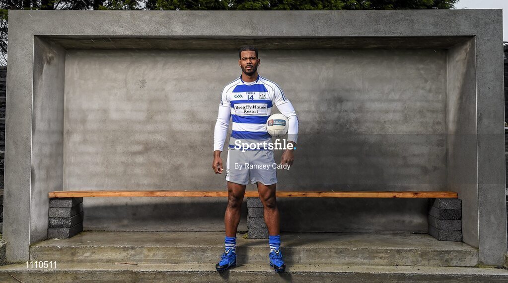 15 February 2016; Ex Miami Dolphin Roberto Wallace is pictured ahead of AIB’s ‘The Toughest Trade’ where the pro athlete will swap American football for Gaelic football. The two-part documentary will air on RTÉ2 in early March in the lead up to the AIB GAA Club Championship Finals on St Patrick’s Day. For exclusive content and to see why AIB are backing Club and County follow us @AIB_GAA and on Facebook at Facebook.com/AIBGAA. Breaffy GAA Club, Castlebar, Mayo. Picture credit: Ramsey Cardy / SPORTSFILE