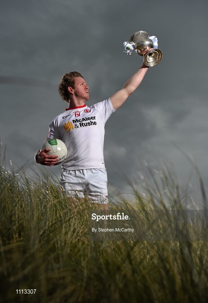 16 February 2016; In attendance at the launch of the 2016 EirGrid GAA Football U21 All-Ireland Championship launch today is Tyrone U21 footballer Frank Burns. Dollymount Strand, Dublin. Picture credit: Stephen McCarthy / SPORTSFILE