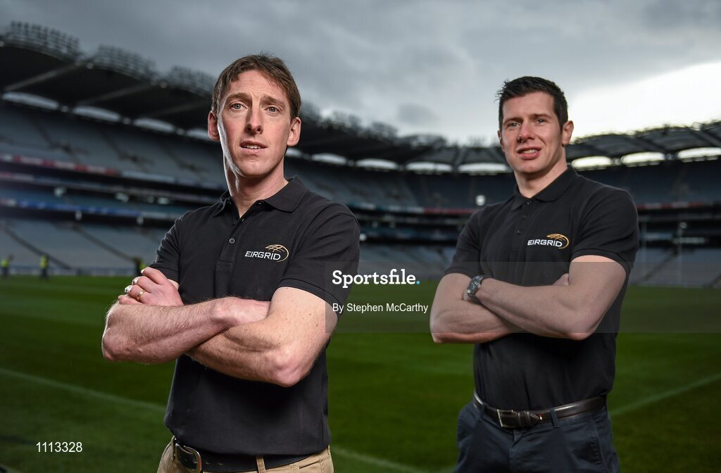 16 February 2016; In attendance at the launch of the 2016 EirGrid GAA Football U21 All-Ireland Championship launch today are  EirGrid GAA Football U21 All-Ireland Championship ambassadors Trevor Giles, former Meath footballer, left, and Sean Cavanagh, Tyrone footballer. Croke Park, Dublin. Picture credit: Stephen McCarthy / SPORTSFILE