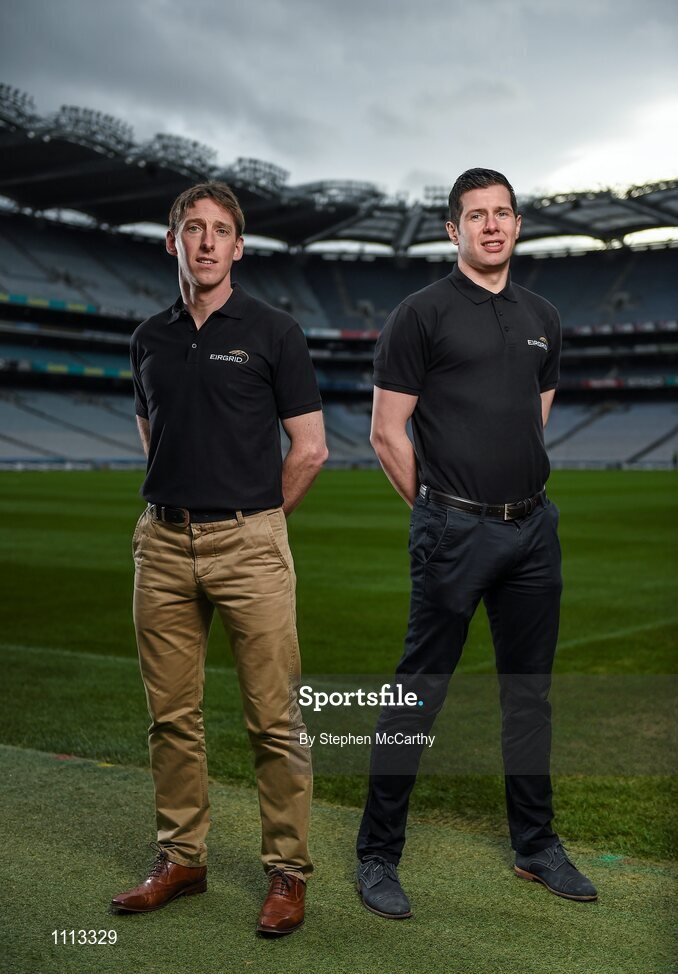 16 February 2016; In attendance at the launch of the 2016 EirGrid GAA Football U21 All-Ireland Championship launch today are  EirGrid GAA Football U21 All-Ireland Championship ambassadors Trevor Giles, former Meath footballer, left, and Sean Cavanagh, Tyrone footballer. Croke Park, Dublin. Picture credit: Stephen McCarthy / SPORTSFILE