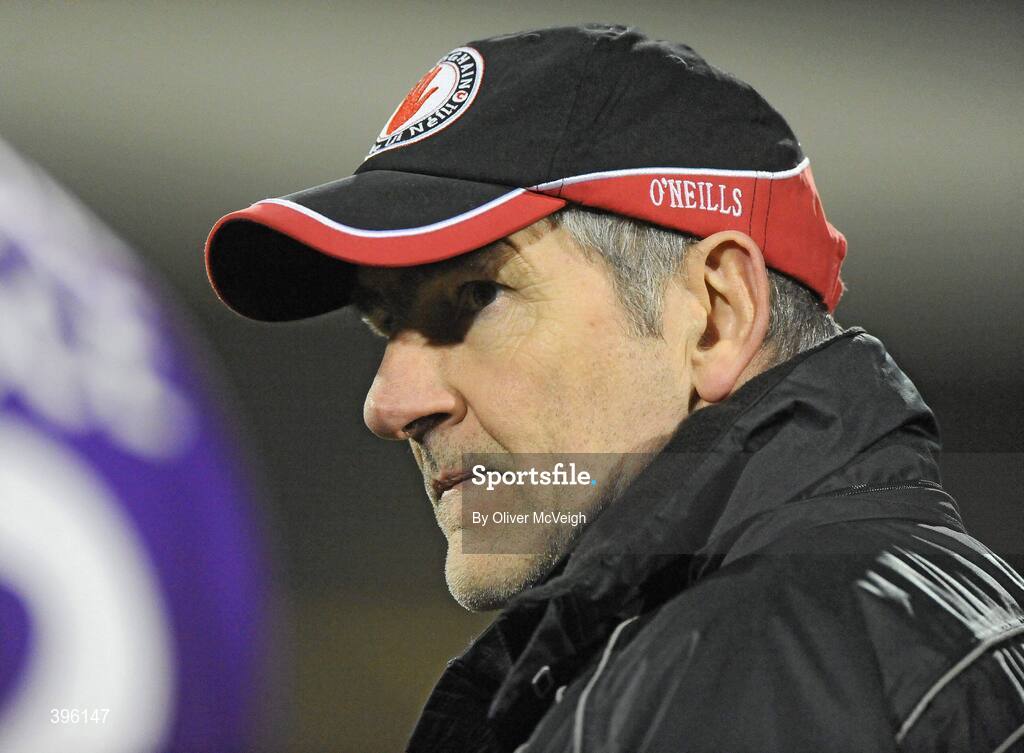 20 January 2010; Tyrone manager Mickey Hatre. Barrett Sports Lighting Dr. McKenna Cup, Group B, Donegal v Tyrone, MacCumhaill Park, Ballybofey, Co. Donegal. Picture credit: Oliver McVeigh / SPORTSFILE