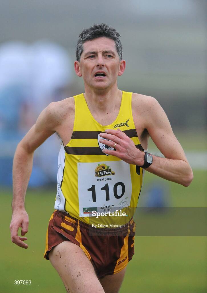 23 January 2010; Neil Carty, North Belfast Harriers, in action during the Male Masters race. Antrim IAAF International Cross Country, Greenmount Campus, Belfast, Co. Antrim. Picture credit: Oliver McVeigh / SPORTSFILE