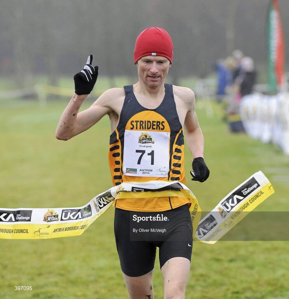 23 January 2010; Dave Morwood, Annadale striders, winning the Male Masters race. Antrim IAAF International Cross Country, Greenmount Campus, Belfast, Co. Antrim. Picture credit: Oliver McVeigh / SPORTSFILE