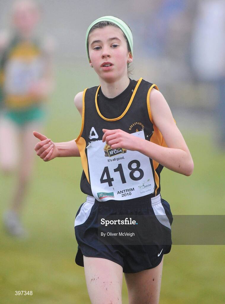 23 January 2010; Annie Tynan-Daly, Ballinsloe and District, in action during the Under 13 Girls race, Antrim IAAF International Cross Country. Greenmount Campus, Belfast, Co. Antrim. Picture credit: Oliver McVeigh / SPORTSFILE