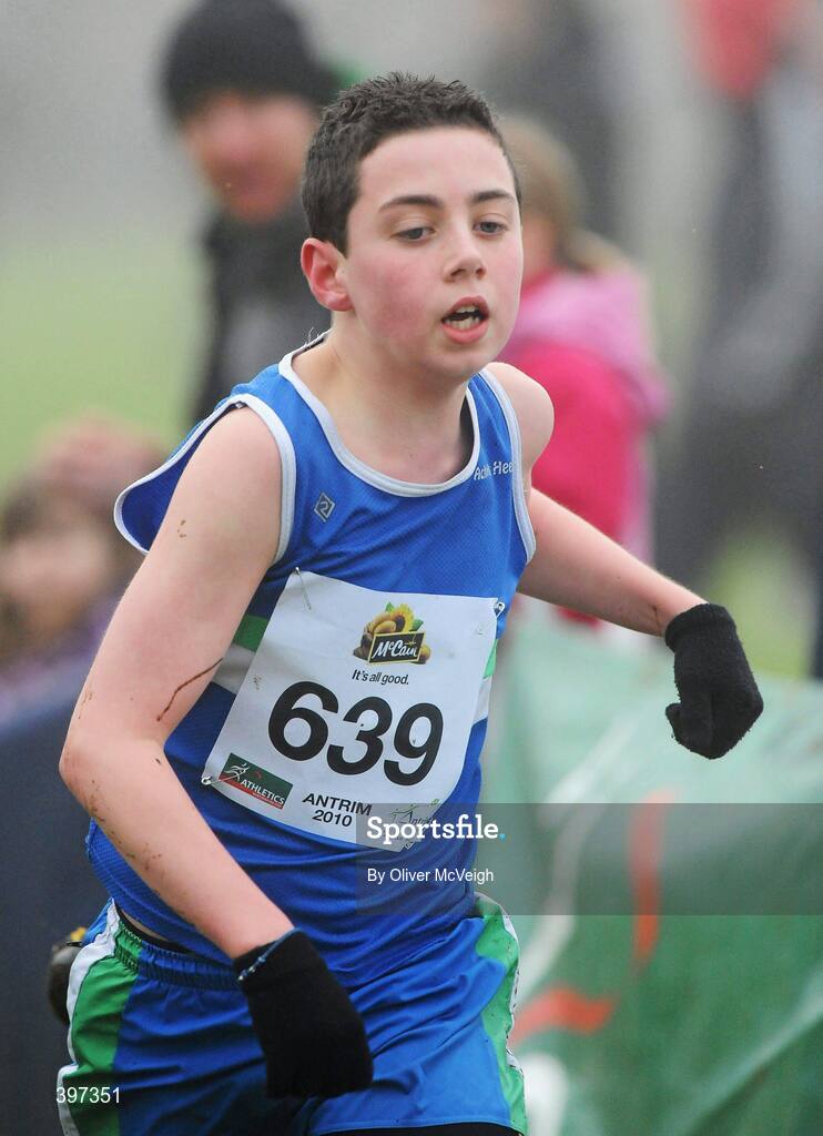 23 January 2010; Liam Turner, Victoria Park AC, in action during the Under 13 Boys race, Antrim IAAF International Cross Country. Greenmount Campus, Belfast, Co. Antrim. Picture credit: Oliver McVeigh / SPORTSFILE