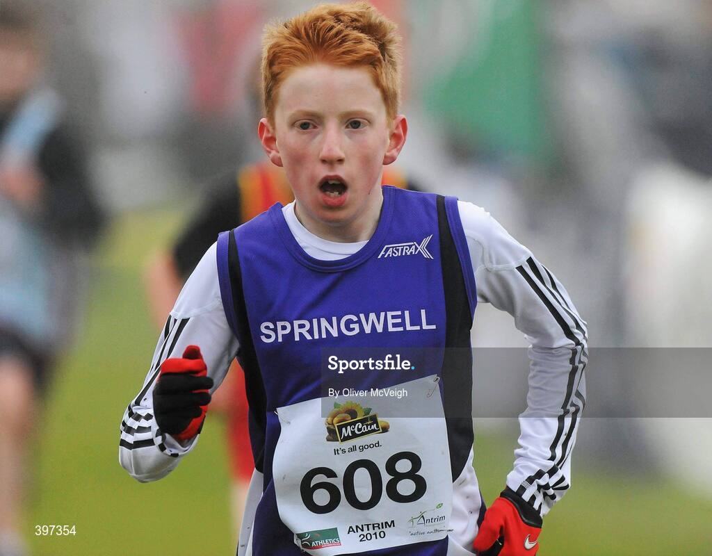 23 January 2010; Luke Dinsmore, Springwell AC, in action during the Under 13 Boys race, Antrim IAAF International Cross Country. Greenmount Campus, Belfast, Co. Antrim. Picture credit: Oliver McVeigh / SPORTSFILE