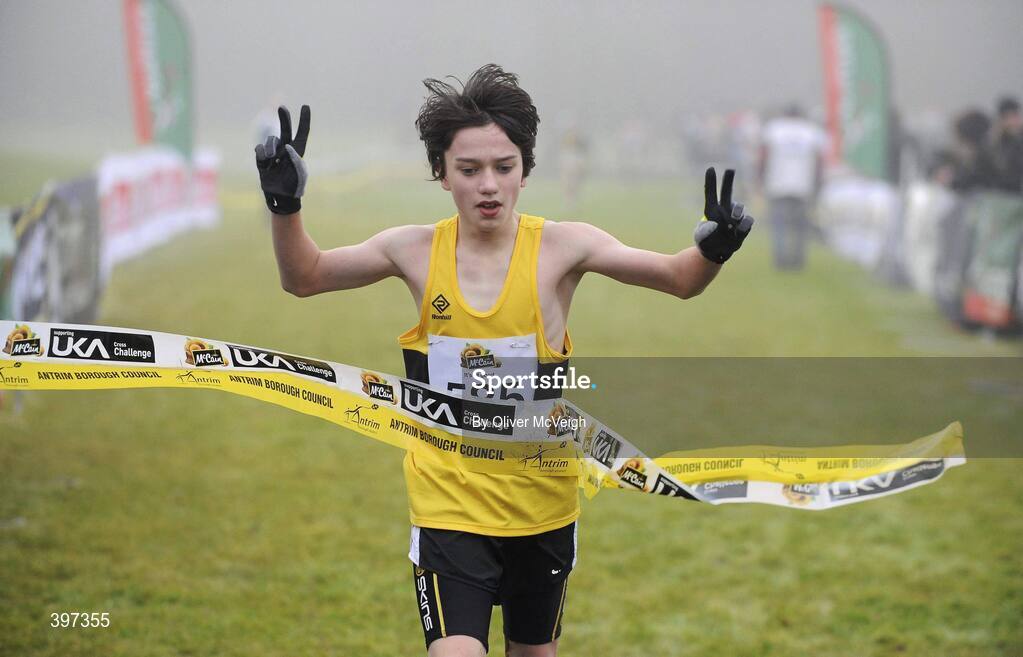 23 January 2010; Euan Gillham, Kilbarchan AC, winning the Under 13 Boys race, Antrim IAAF International Cross Country. Greenmount Campus, Belfast, Co. Antrim. Picture credit: Oliver McVeigh / SPORTSFILE