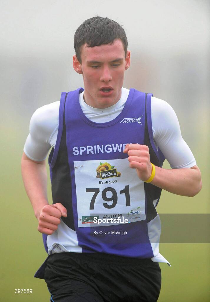 23 January 2010; Connor Christie, Springwell AC, in action during the Under 15 Boys Race. Antrim IAAF International Cross Country. Greenmount Campus, Belfast, Co. Antrim. Picture credit: Oliver McVeigh / SPORTSFILE