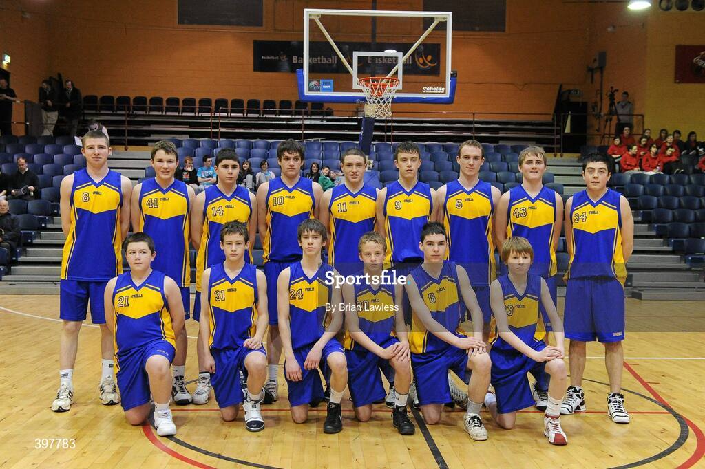 27 January 2010; The Patrician High School, Monaghan, team. All-Ireland School Cup Finals 2010 - U16 Boys B Final, Patrician High School, Monaghan v Pobailscoil Inbhear Sceine, Kerry, National Basketball Arena, Tallaght, Dublin. Picture credit: Brian Lawless / SPORTSFILE