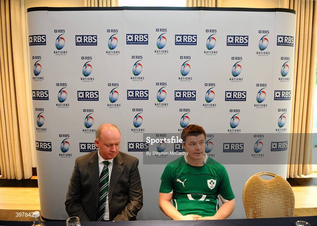 27 January 2010; Ireland captain Brian O'Driscoll and head coach Declan Kidney at the RBS Six Nations Rugby Championship launch. The Hurlingham Club, Ranelagh Gardens, London, England. Picture credit: Stephen McCarthy / SPORTSFILE