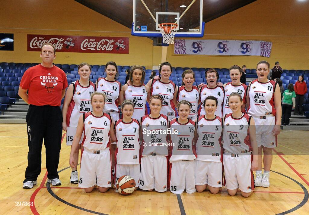 27 January 2010; The Abbey Vocational School, Donegal, team. All-Ireland School Cup Finals 2010 - U19 Girls C Final, Alexandra College, Dublin v Abbey Vocational School, Donegal, National Basketball Arena, Tallaght, Dublin. Picture credit: Brian Lawless / SPORTSFILE