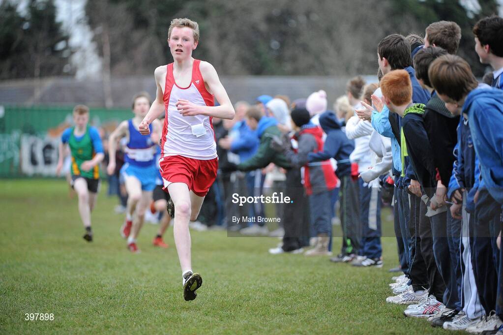 27 January 2010; Liam Ashton, from St. Aidans Secondary School Santry, on his way to winning in third place during the Minor Boys 1500m race at the DCU Invitational Cross Country competition. Dublin City University, Glasnevin, Dublin. Picture credit: Matt Browne / SPORTSFILE
