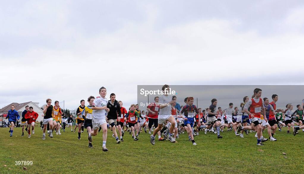 27 January 2010; A general view of the runners  during the Minor Boys 1500m race at the DCU Invitational Cross Country competition. Dublin City University, Glasnevin, Dublin. Picture credit: Matt Browne / SPORTSFILE
