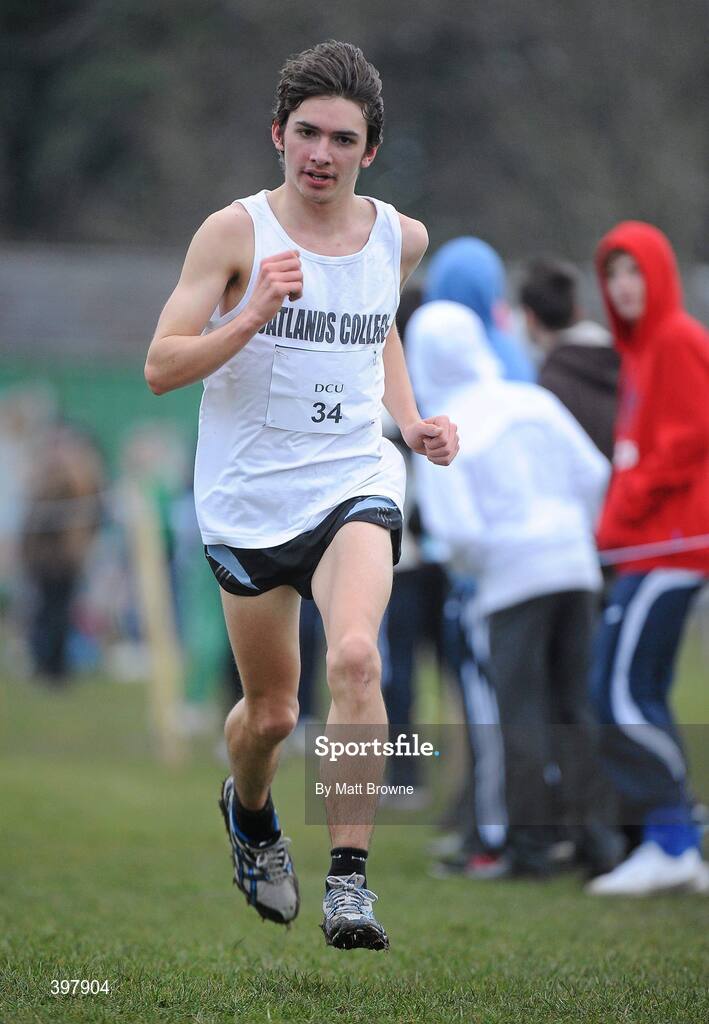 27 January 2010; Emmet Jennings, from Oatlands College Stillorgan, on his way to winning the Senior Boys race during the DCU Invitational Cross Country competition. Dublin City University, Glasnevin, Dublin. Picture credit: Matt Browne / SPORTSFILE