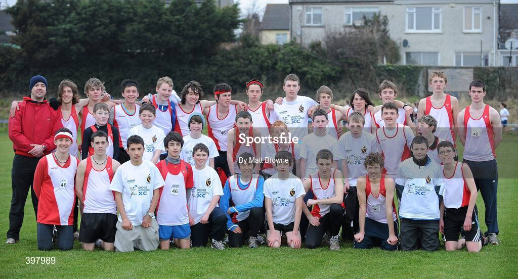 27 January 2010; Alan O'Neill with the Athletics team from St. Aidans Secondary School Santry at the DCU Invitational Cross Country competition. Dublin City University, Glasnevin, Dublin. Picture credit: Matt Browne / SPORTSFILE