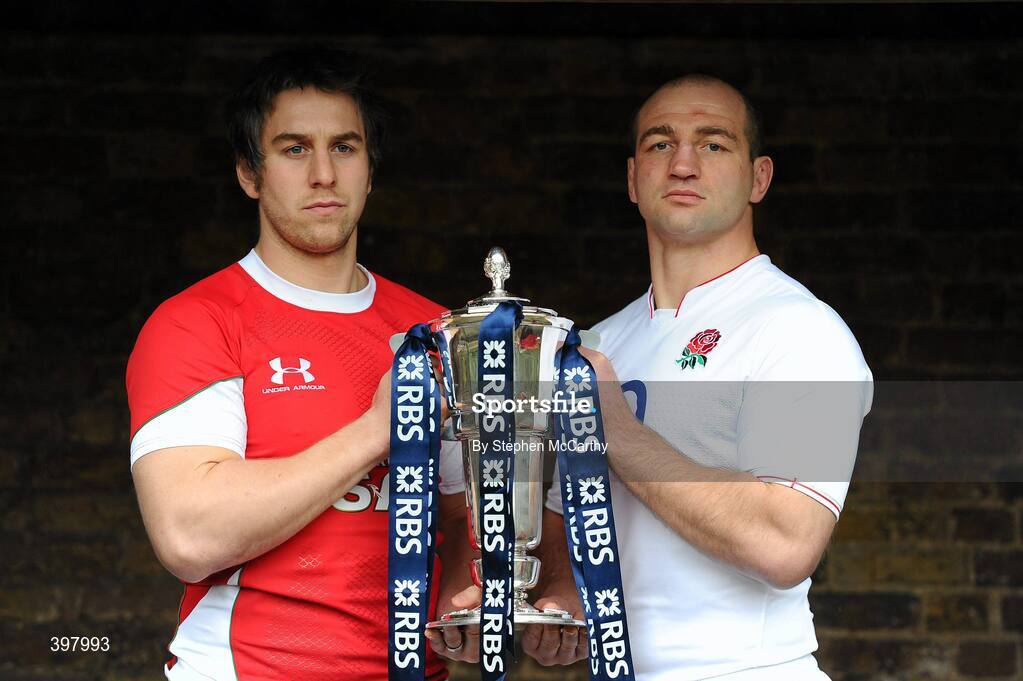 27 January 2010; Wales captain Ryan Jones and England captain Steve Borthwick at the RBS Six Nations Rugby Championship launch. The Hurlingham Club, Ranelagh Gardens, London, England. Picture credit: Stephen McCarthy / SPORTSFILE