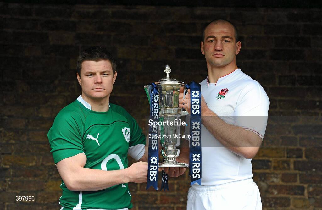 27 January 2010; Ireland captain Brian O'Driscoll and England captain Steve Borthwick at the RBS Six Nations Rugby Championship launch. The Hurlingham Club, Ranelagh Gardens, London, England. Picture credit: Stephen McCarthy / SPORTSFILE