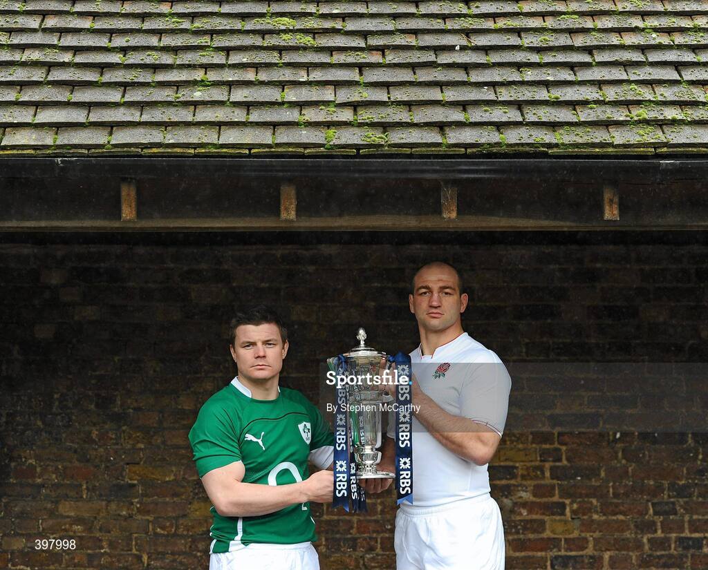 27 January 2010; Ireland captain Brian O'Driscoll and England captain Steve Borthwick at the RBS Six Nations Rugby Championship launch. The Hurlingham Club, Ranelagh Gardens, London, England. Picture credit: Stephen McCarthy / SPORTSFILE