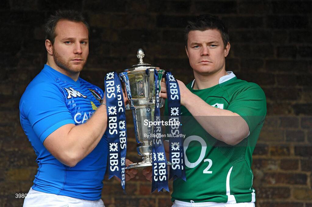 27 January 2010; Italy captain Leonardo Ghiraldini and Ireland captain Brian O'Driscoll at the RBS Six Nations Rugby Championship launch. The Hurlingham Club, Ranelagh Gardens, London, England. Picture credit: Stephen McCarthy / SPORTSFILE